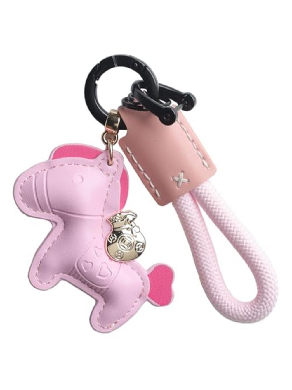 Pink Horse Vegan Leather Bag Charm Keychain Handmade Western